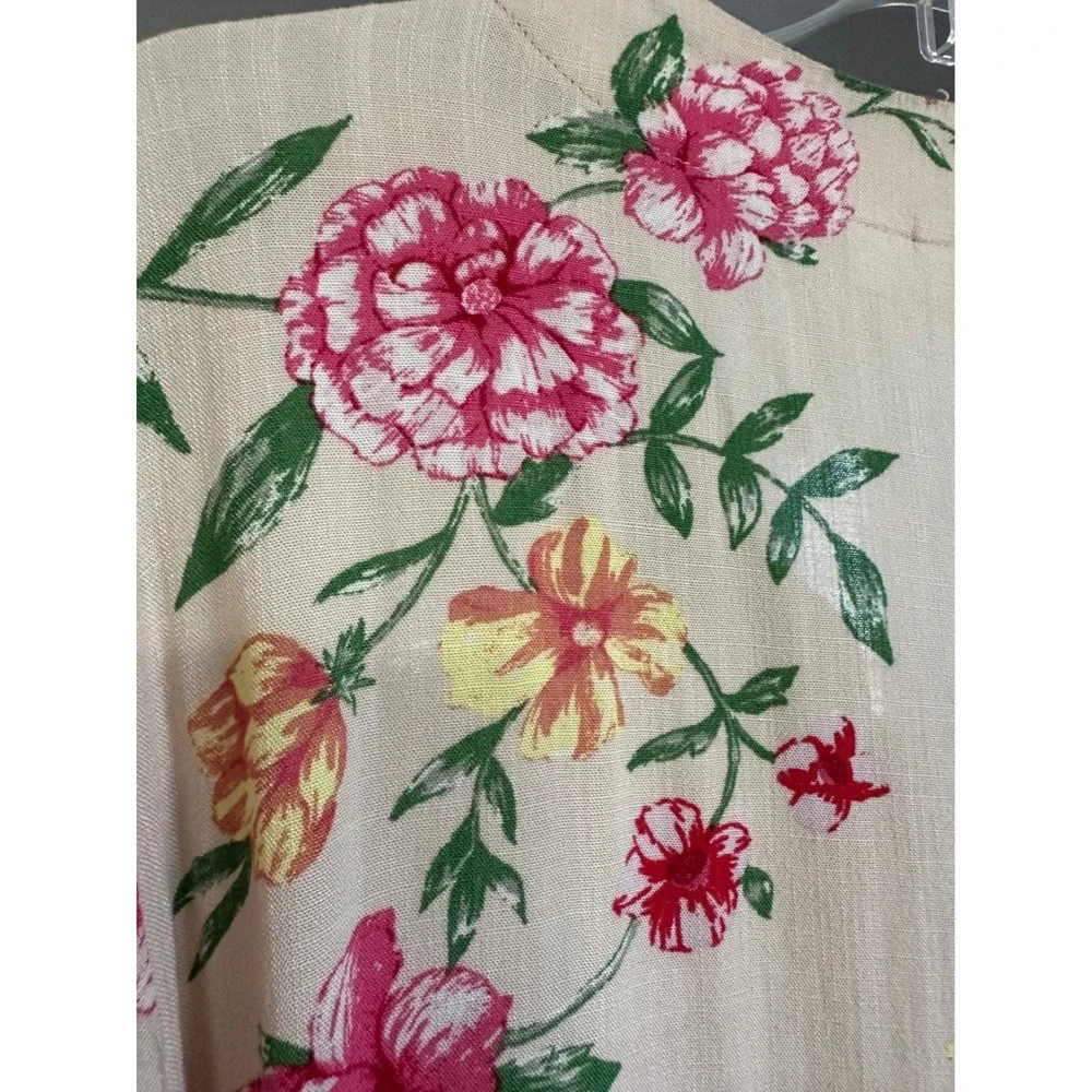 Belle Kim Gravel Pink Floral Embroidered V Neck Tunic Top 2X Coastal Travel - Picture 10 of 10